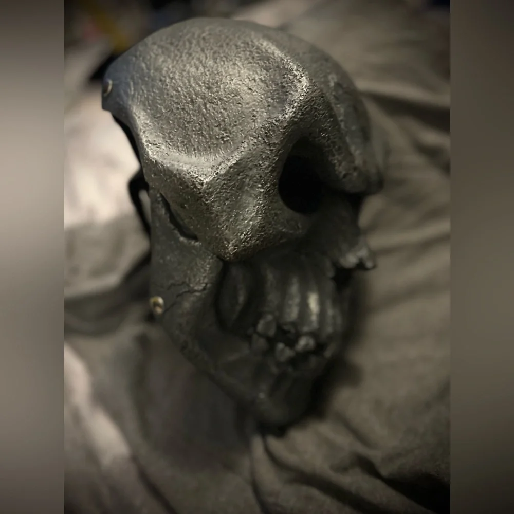 Blue Grey Horror Hell Charred Coking Skull Mask Masquerade Haunted House